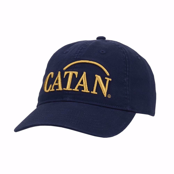 Blue Settler's Cap with a large yellow Catan logo on the center