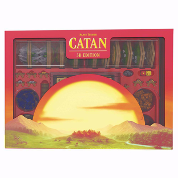 Box' cover , a sunset with the pieces visible inside the box through a transparent plastic