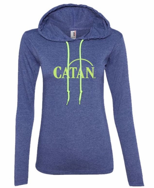 Ladies Catan Hoodie with logo imprinted on the front.