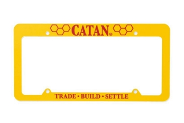 Image of a License Plate with a Catan logo on it