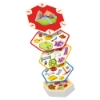 Spot It! CATAN card stack with colorful hex-shaped cards showing various Catan-themed icons and artwork.